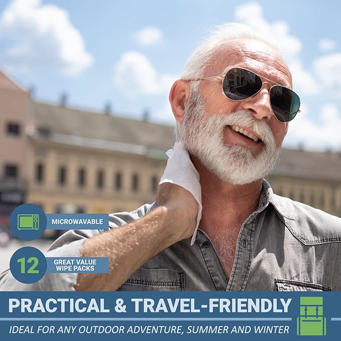 MED PRIDE Hospital Wipes for Bathing, Waterless No-Rinse Bath Wipes for Adults, Microwavable Soft Thick, 12 Packs (96 Count), Aloe Vera