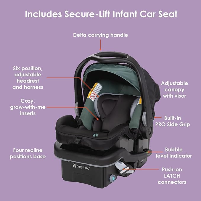 Baby Trend EZ Ride SE Travel System with Secure-Lift Infant Car Seat, Dash Sage