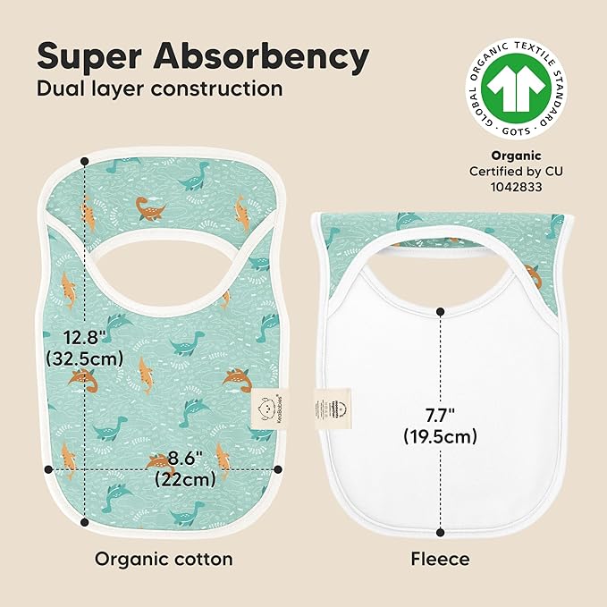 8-Pack Baby Bibs for Boys, Girls - Pullover Bibs for Drooling Teething Baby Girl & Boy Toddler, Newborn, Soft & Absorbent, Cute Colors, Large Torso Coverage Keep Infant Clean & Dry (Mesozoic)