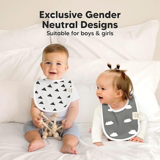 8-Pack Organic Baby Bibs for Boys, Girls - Soft Cotton Drooling and Teething Bibs for Baby Girl & Boy, Extra Absorbent, Easy to Clean & Put On for Toddler, Newborn, Infant 0-24 Months (Crossroads)