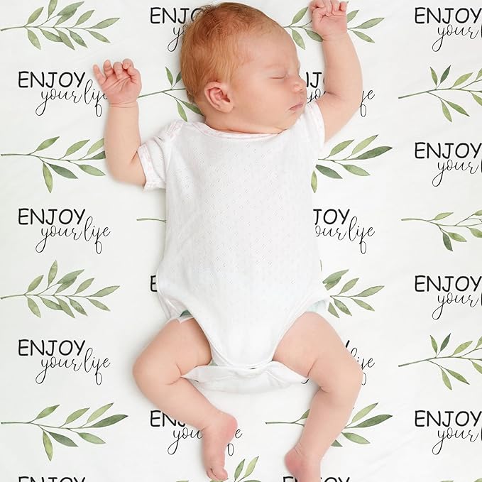 Baby Blankets for Unisex Boys Girls, Soft Breathable Front Dotted Fleece Backing, Printed Bed Nursery Minky Blankets for Toddler Newborn, Greenery, 30 x 40 inches