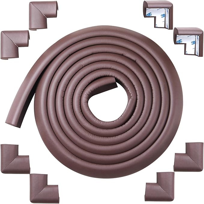 Foam Corner Protector for The Fireplace Hearths Edge and Corner Guard, with Retardant Materials Foam Safety Bumpers Baby Proofing (Coffee)