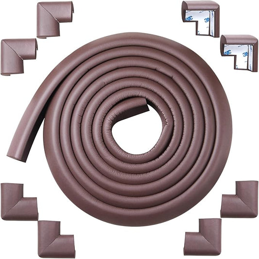 Foam Corner Protector for The Fireplace Hearths Edge and Corner Guard, with Retardant Materials Foam Safety Bumpers Baby Proofing (Coffee)