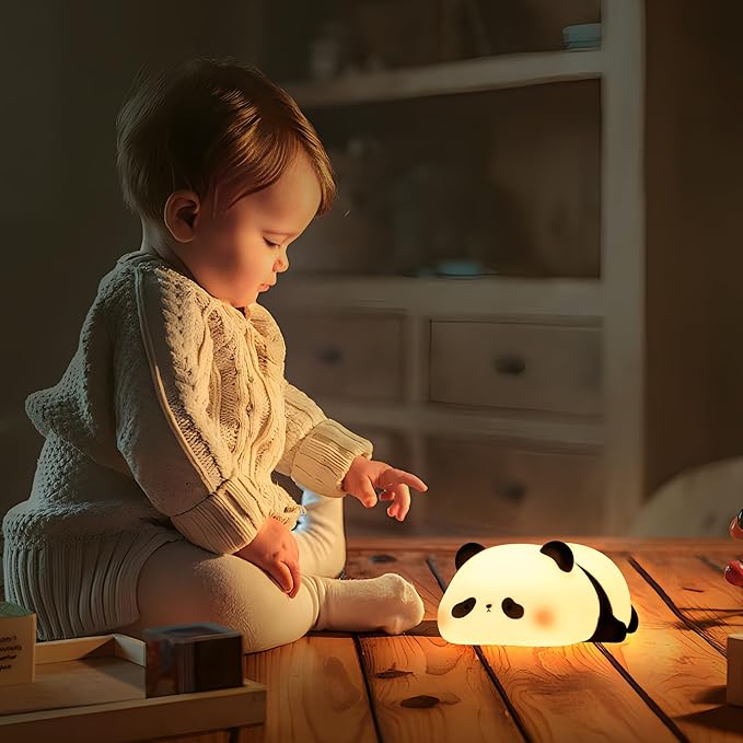 Lampeez Panda Night Light, Cute Silicone Lamp for Kids, Soft LED Touch Light, Nursery Nightlight, Bedroom Decor, Xmas Birthday Gifts for Boys Girls