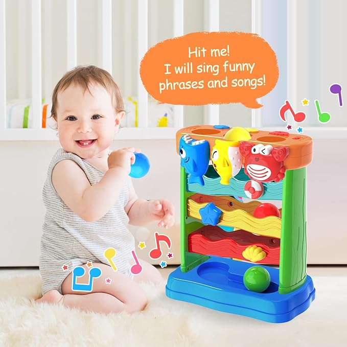 Toys for 1 2 Years Old, Interactive Feeding Toy with Music, Montessori Toys for Boy Girl, Musical Cause and Effect Game for 12-18 Months, Christmas Birthday Gifts for Baby Toddlers Age 1-2