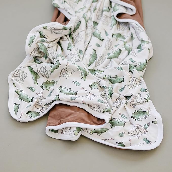 Pobibaby Premium Baby Blanket, Soft Stretchy Quilt for Babies, Toddlers, Kids (Gone Fishing)