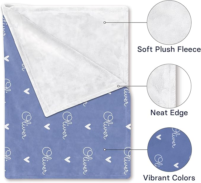 Ship from USA -Personalized Baby Blankets with Name,Customized Name Blankets for Kids,Super Soft Plush Fleece,Custom Baby Blanket for Boys,Girl,Personalized Gifts for Newborn