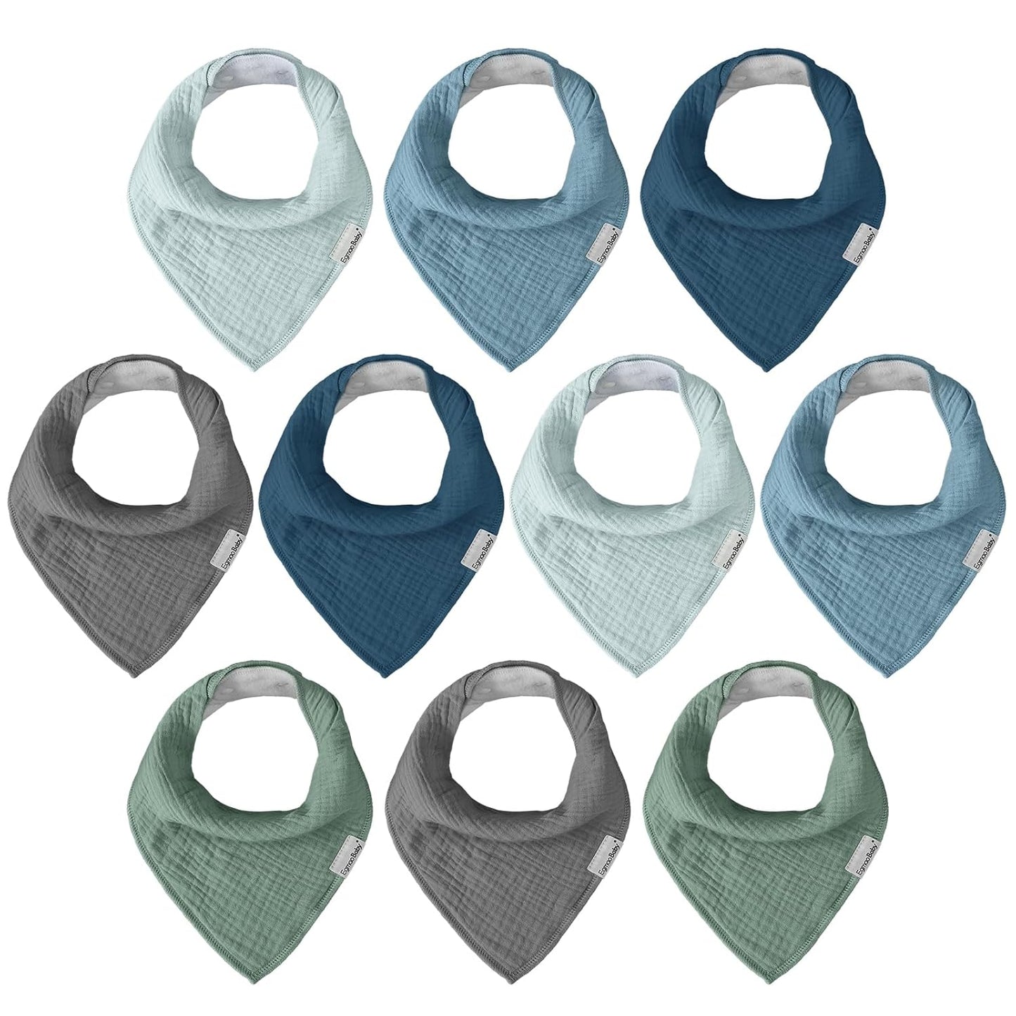 Muslin Baby Bibs for Boys Girls,10 Pack Super Absorbent Baby Bandana Drool Bibs Set for Teething and Drooling,100% Cotton Soft for Infant,Newborn