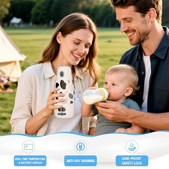 Portable Bottle Warmer for Travel,150W Fast Heating and Charging 17.5oz Large Capacity& Extended Battery Life,Bottle Warmer On The Go for Baby Essentials