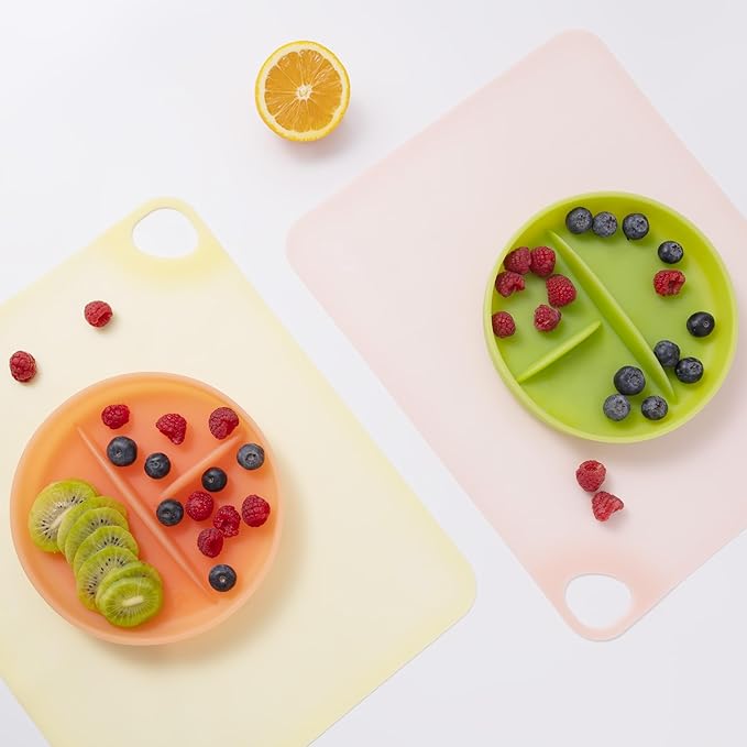 Olababy Fold N Go Silicone Placemat w Travel Case | Dishwasher Safe, BPA Free, Non-Slip, Waterproof | Mini Dining Mat for Infants, Babies, Toddlers and Kids (1, Kiwi)