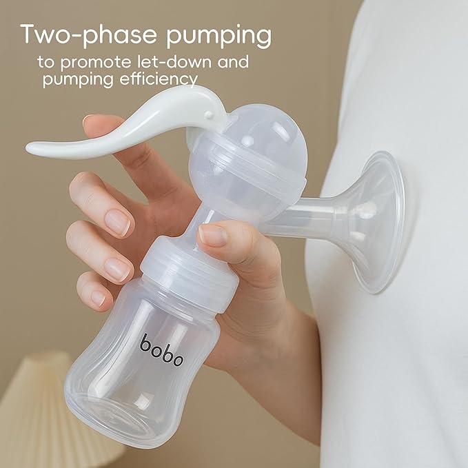 YOHKOH Manual Breast Pump with Silicone Cushion - Ultra Comfort & Quiet, BPA Free, 180ml (6oz) Milk Collector, Portable Breast Milk Catcher Baby Feeding Pumps