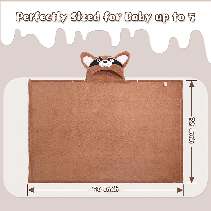 Toddler Towels with Hood, 2 PCS Kid Bath Towel with Animal Hooded for 0-5 Years,Super Soft Premium Coral Fleece Luxuriously Thick and Plush with Large Size 50"x32", Brown Bear& Yellow Tiger