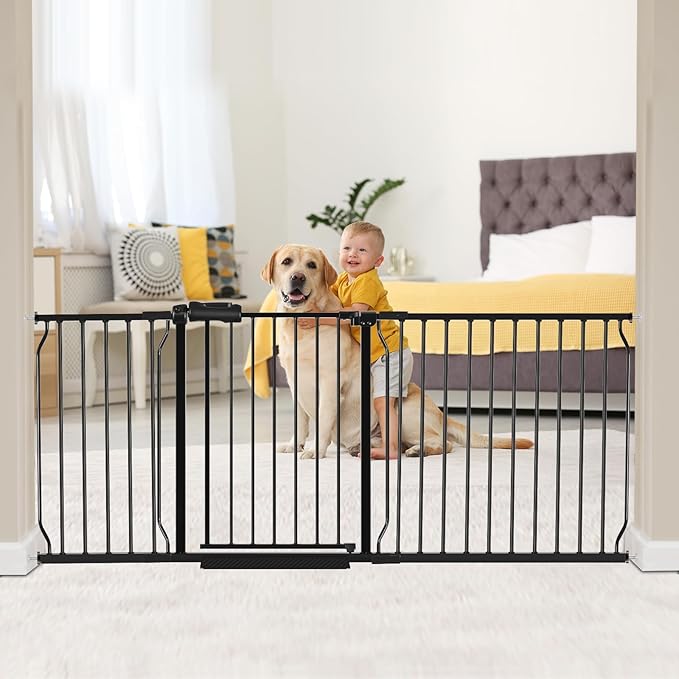 HOOEN 30" Tall Extra Wide Baby Gate for Doorways & Stairs - Large Pressure Mounted Dog & Child Safety Gates