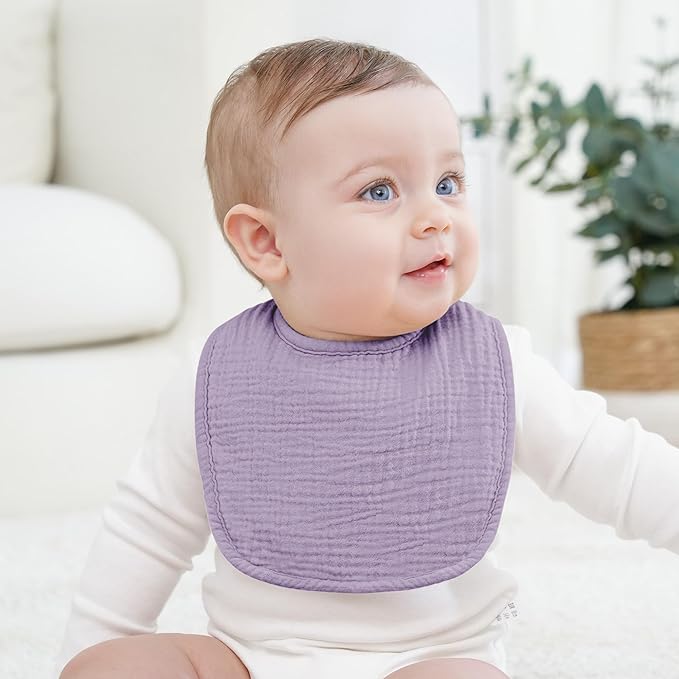 Bearmoss Muslin Baby Drooling Bibs 8 Pack, 100% Cotton Square Adjustable Bandana Bibs Gift for Baby Girls Boys Teething Drool