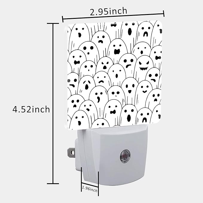 Halloween Funny Ghost Night Light for Kids, LED Night Light Plug into Wall with Dusk to Dawn Sensor for Girls Boys Women Men Room Decor, Hallway, Kitchen, Bathroom, Nursery, Stairs