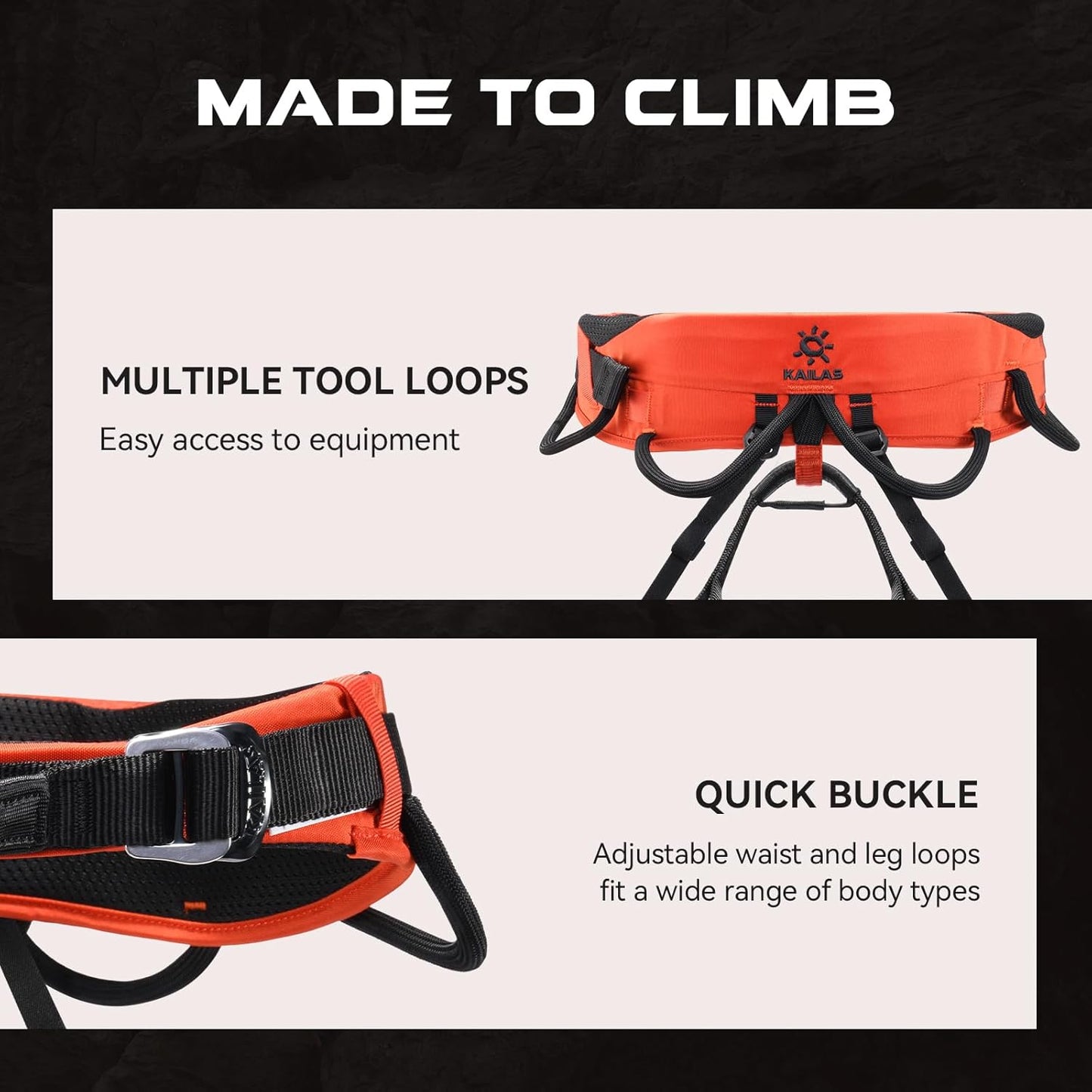 KAILAS Kids Rock Climbing Harness Child Safety Belt Climbing Gear Adjustable Lightweight Indoor Gyms Beginners Youth