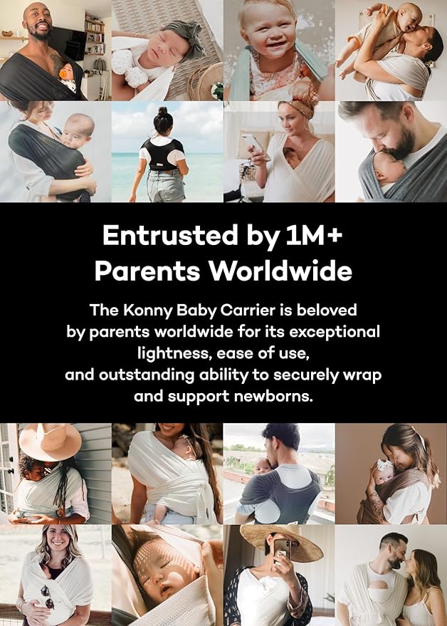Konny New and Improved Baby Carrier Flex SoftBreeze Premium Material - Adjustable, Easy to Wear and Wrap Baby Sling, Perfect for Newborn Babies Essentials up to 44 lbs(XS-L) - Beige