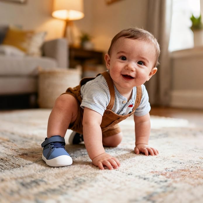 Wide Baby Shoes Boys Girls Zero Drop Barefoot Infant First Walkers Lightweight Soft Nonslip High Top Toddler Sneakers for 6-24 Months