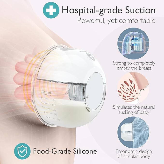 Hands Free Breast Pump, Momspeace Breast Pumps with App & Timer, Wearable Breast Milk Pump Hand Free, Wireless Portable Electric Breast Pump with 2 Modes & 12 Levels - 24mm, 2 Pack