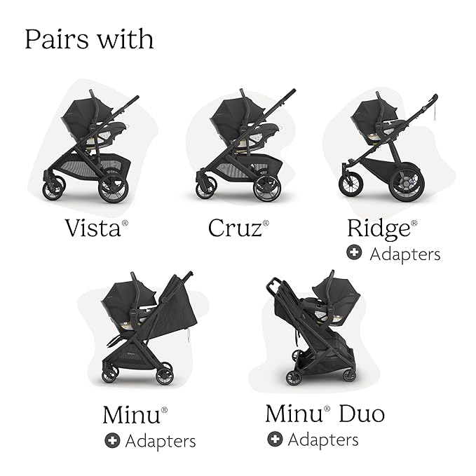 UPPAbaby Aria V2 Lightweight Infant Car Seat - Just Under 6 lbs - Base with Load Leg + Infant Insert + All-Weather FootCover Included - Direct Stroller Attachment - Jake (Charcoal/Black Leather)