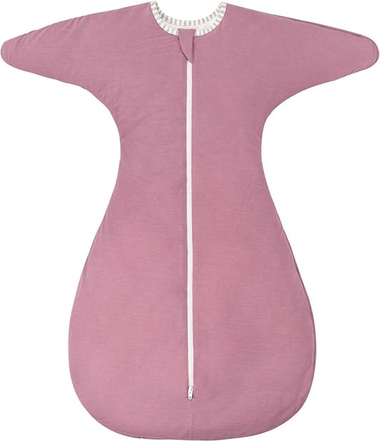 ZIGJOY Shark-Fin Transition Swaddle - 2.5 Tog Rayon Made from Bamboo Sleep Sack Transitional Swaddle Sack Baby Wearable Blanket, Purple, 6-12 Months