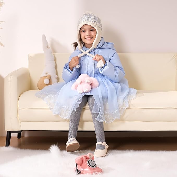 Moon Kitty Girls Knit Hats Winter Fleece Lining Skiing Winter Caps with Warm Ear Flap