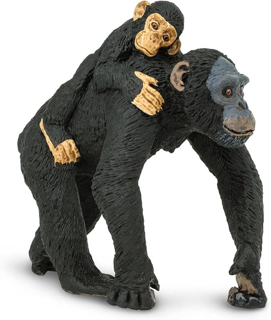 Safari Ltd. Chimpanzee with Baby Figurine - Realistic 3.2" Wildlife Figure - Educational Toy for Boys, Girls, and Kids Ages 3+