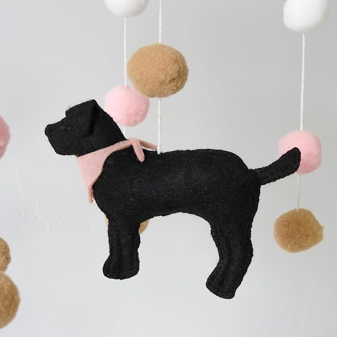 Baby Crib Mobile for Boys Girls Dog Theme Baby Mobile for Crib Mobile for Bassinet with Felt Ball