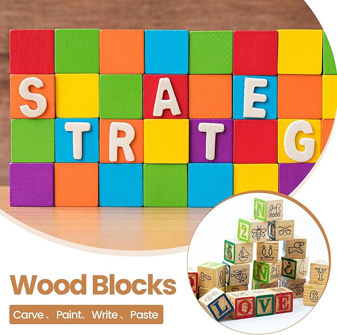 Barydat 100 Pcs 1 in Wooden Cubes, Unfinished Wooden Blocks for Crafting Natural Craft Wood Square Blank Cube for DIY Project Baby Showers