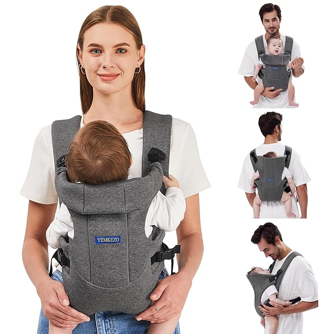Baby Carrier, Baby Carrier Newborn to Toddler, Ergonomic Newborn Carrier, Easily Adjustable Toddler Carrier, Lightweight Infant Carrier(Cloth,Grey)