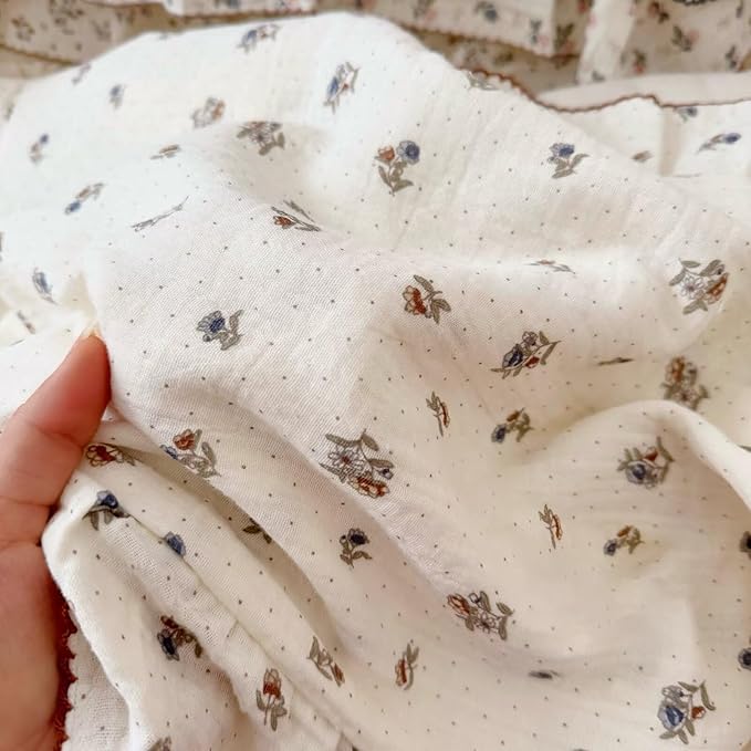 BuLuTu Crib Size Toddler Pillowcase 1 pc, 14"x20", Oeko-TEX Certified 100% Cotton Gauze Pillow Cases for Girls Boys Sensitive Skin, Pansy Floral Print with Dots Pillow Cover, Soft Breathable