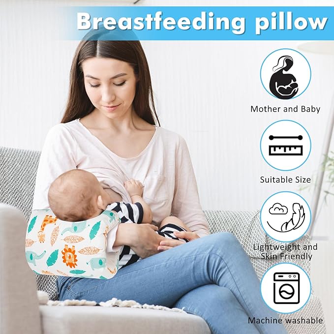 Nursing Arm Pillows for Breastfeeding,Baby Feeding Arm Pillow Portable and Washable for Travel, Soft Cotton Ergonomic Bottle Nursing Essentials（White Elephant）