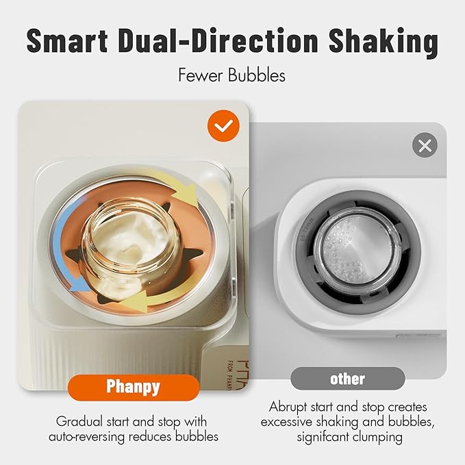 Phanpy SmartSwirl Waterless Bottle Warmer - Patented Airbag Heating for Nutrient Protection, Off-Center & Smart Dual-Direction Mixing for Clump-Free Formula, Fits All Bottles, Quiet & Safe
