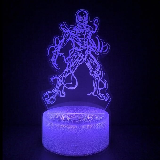 3D Alien Night Light, Super Hero Illusion Table Lamp with 16 Colors Remote Control Touch Lamp LED USB Night Light Desk Lamps Room Decorations Home Decor Holiday Gifts Birthday Gifts