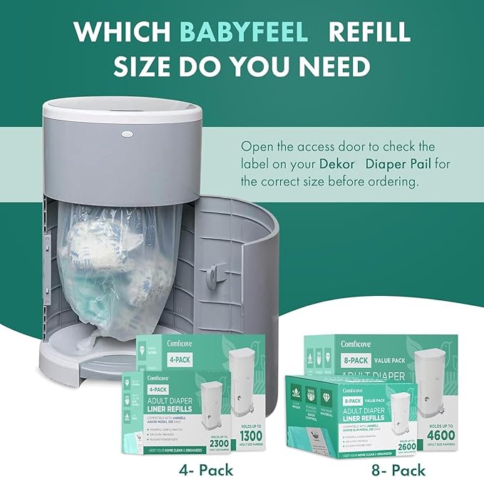 4 Pack Adult Diaper Liner Refills, Compatible with Janibell Akord 330 Model, Adult Diaper System to Eliminate Waste, Odor Resistant by Comficove