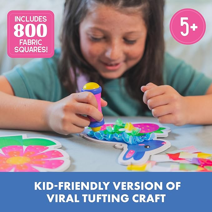 Educational Insights Tufting Kit - Arts and Crafts for Kids, Create Mess Free Projects, DIY Sensory Activity Set for Toddlers, Poke in Fabric Supplies, Creative Gift, Girls and Boys Ages 5+