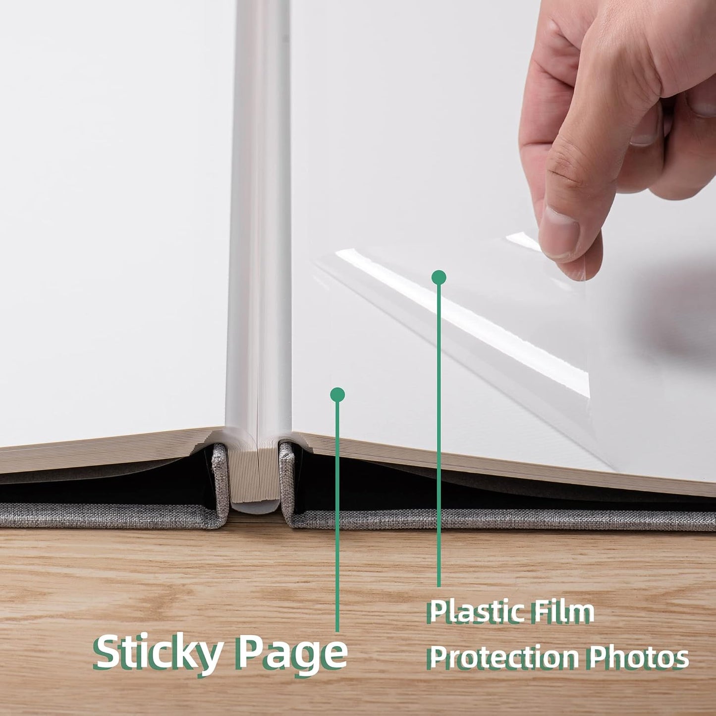 Large Photo Album Self Adhesive Scrapbook Album for 4×6 8×10 Pictures DIY Magnetic Linen Cover Album 40 Pages for Family Wedding Gifts with Metal Pen and Plastic Board