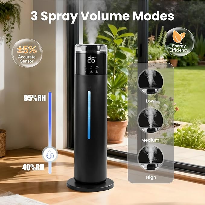 Large Humidifier for Bedroom, 8L/2.1Gal Ultrasonic Cool Mist, Remote control,Easy Clean with 350ML/H Large Mist Speed, Suitable for Kids Room Plant Yoga Study Room Office