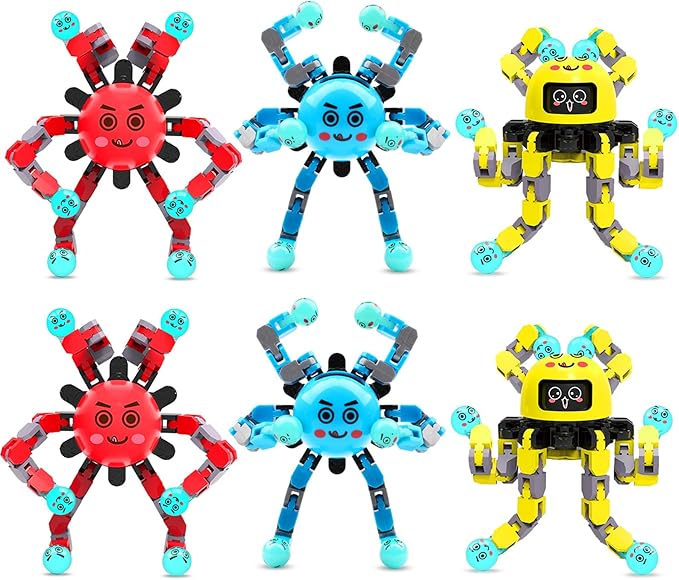 Transformable Fidget Spinner Toys for Kids and Adults,6 PCS Finger Sensory Toy for Boys Girls Autism ADHD Relief,Gifts for Chrismas Birthdays Party Favors for Teens Travel Stocking Stuffers