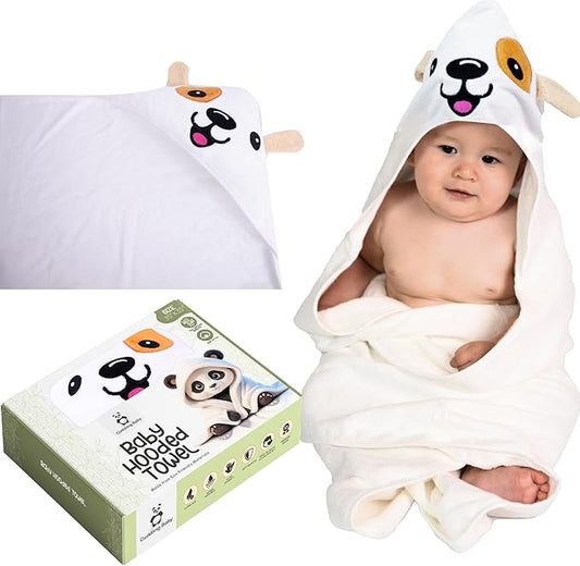 Premium Hooded Towel - 500GSM Viscose derived from Bamboo Cotton Baby Towels - Ultra Soft & Absorbent, Extra Large 35” x 35”, Hypoallergenic, Machine Washable Toddler Towel - Dog