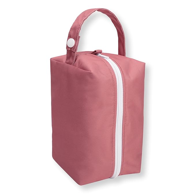 Nora's Nursery Reusable Baby Wipes, 100% Cotton Washcloths, Soft and Absorbent Towels for Newborn Bath and Face, Includes 20 Wipes with 1 Waterproof Pod for On-The-Go Moms,- Rose