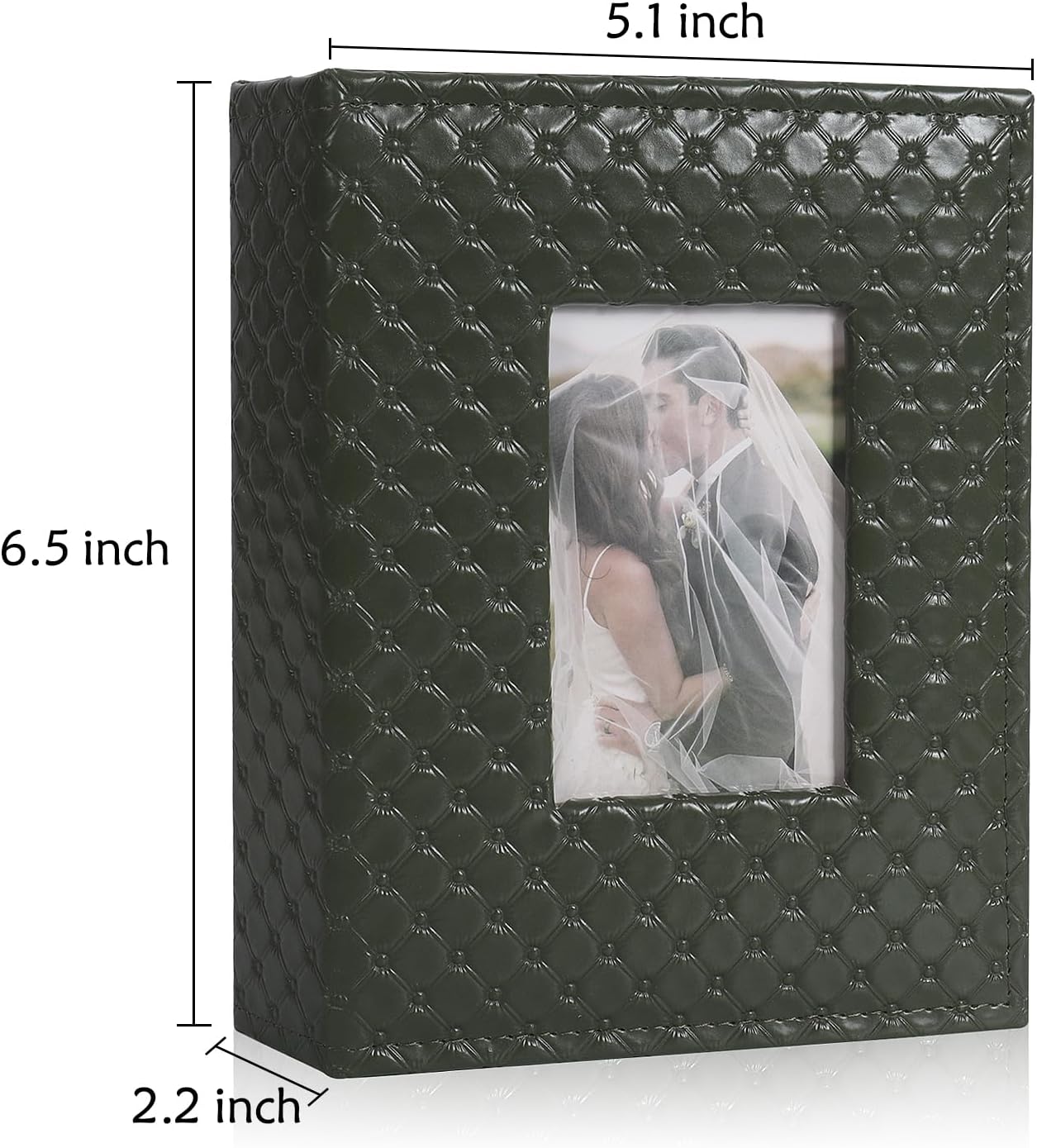 RECUTMS Photo Album 4x6 100 Pockets Photos, Button Grain PU Leather Photo Books Small Picture Album for Baby Family Wedding Christmas Photo Albums Holds 100 Vertical Photos(Dark Green)