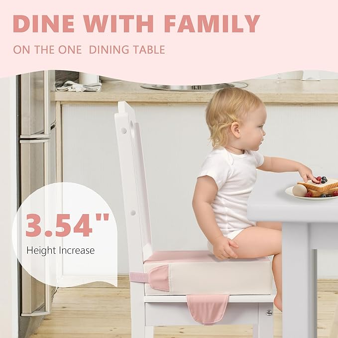 Booster Seat for Kitchen Chair with Adjustable Straps, Toddler Booster Seats for Dining Table Portable for Travel Camping Eating, Booster Cushion for Table for Baby Child Infant Kid Boy Girl
