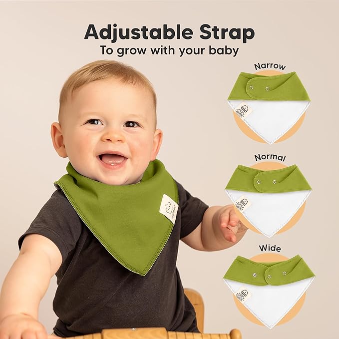 8-Pack Organic Baby Bandana Bibs for Boys, Girls - Super Absorbent Triangle Baby Bibs for Drooling and Teething Infant, 100% Cotton Extra Soft for Newborn, Infant 0-36 Months (Sahara)