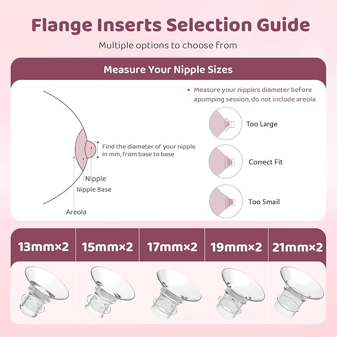 Flange Inserts 8PCS 15mm for 24mm Flange/Shield, Flange Sizing Kit Silicone Flange Insert, Breastfeeding Essentials Kit for New Moms