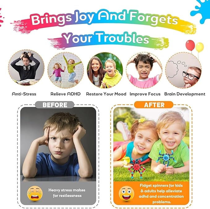 Transformable Fidget Spinner Toys for Kids and Adults,4 PCS Finger Sensory Toy for Boys Girls Autism ADHD Relief,Gifts for Chrismas Birthdays Party Favors for Teens Travel Stocking Stuffers