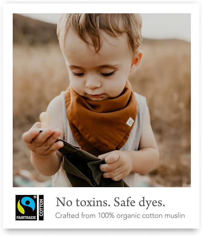 Kishu Baby Indi Organic Baby Bandana Bibs – Fairtrade 4-Way Reversible Drool Bibs for Boys & Girls – Unisex (Set of 5)