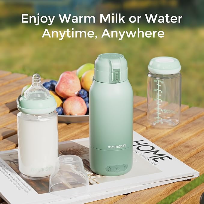 Momcozy Portable Milk Warmer for Travel – Dual Heating Modes for Breast Milk & Water, Portable Bottle Warmer with Fast Heating & Long Battery Life, 17 Ounces Large Capacity to Meet Your All-Day Needs