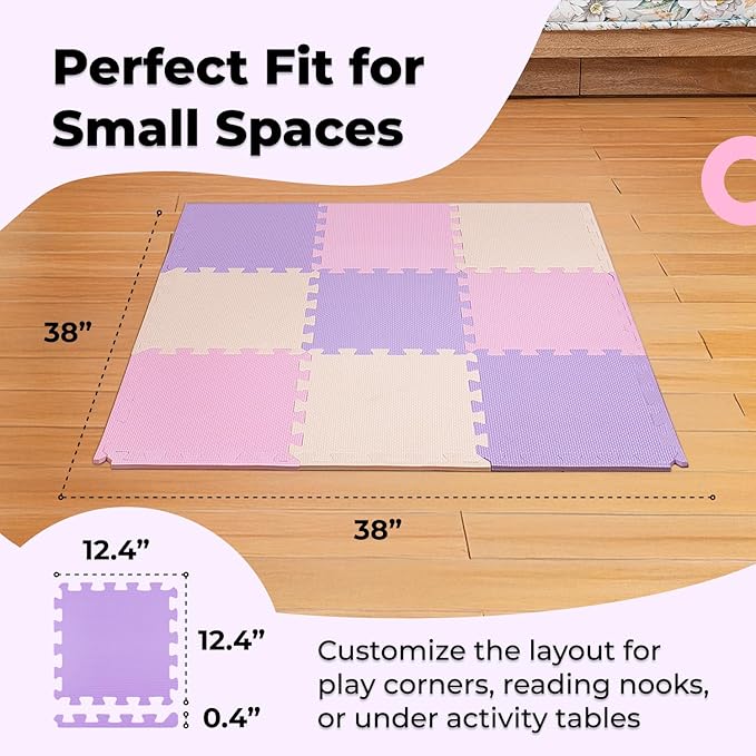 MioTetto Baby Play Mat, Soft Foam Floor Tiles for Kids. Adjustable Interlocking Foam Tiles, Fits with 50x50 Playpen Baby mat for Crawling & Development, Safe & Non-Toxic Playmat for Babies 6-12 Months