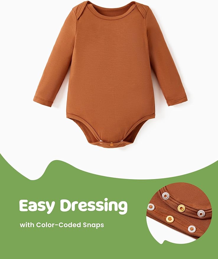 PATPAT Baby Bodysuits - Soft Viscose Made from Bamboo - Long Sleeve Funny for Boys and Girls -Newborn Infant Toddler Clothes